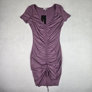 Fashion Nova Lhasa Ruched V-Neck Mini Dress